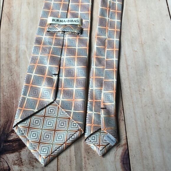 Burma Bibas Orange patterned silk tie - Picture 2 of 8